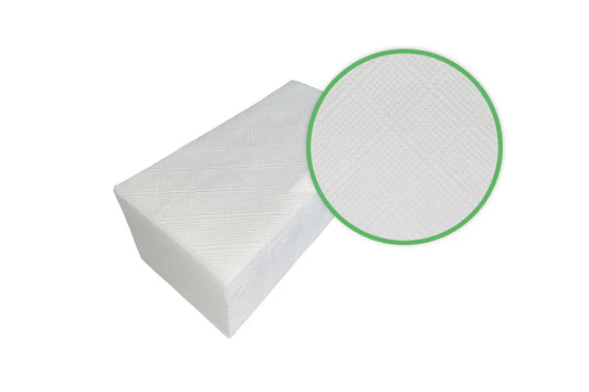 Białe ręczniki papierowe proline z fakturą, zbliżenie na strukturę, worki na śmieci czarne