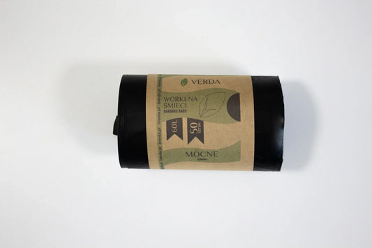 Worki na śmieci czarne Verda, mocne, 60 litrów, 50 sztuk, rolka worków na śmieci