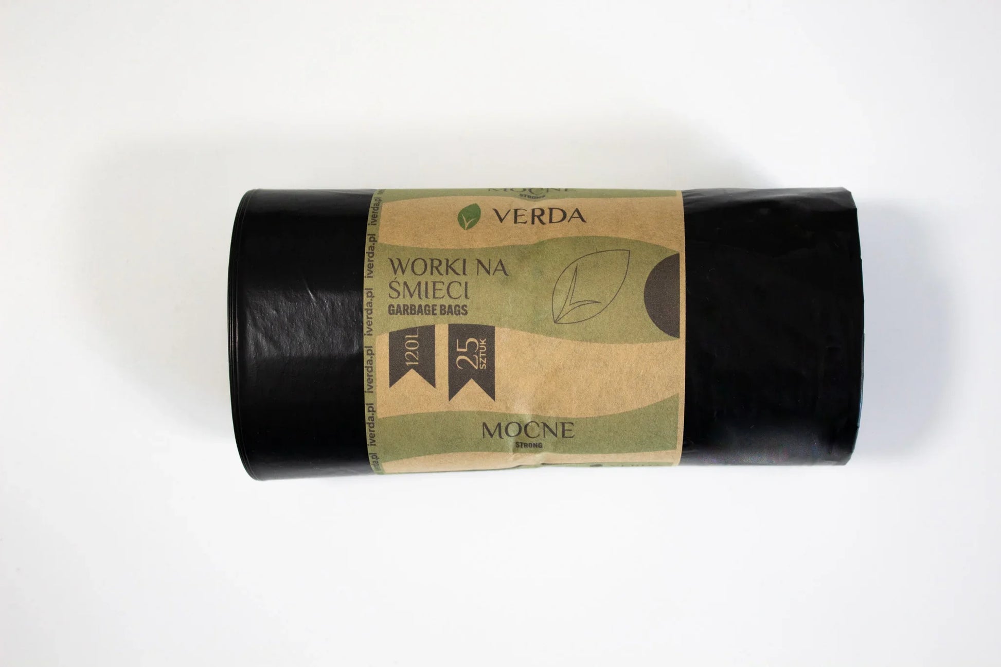 Rolka czarnych worków na śmieci Verda 120 litrów, 25 sztuk, mocne worki na śmieci czarne