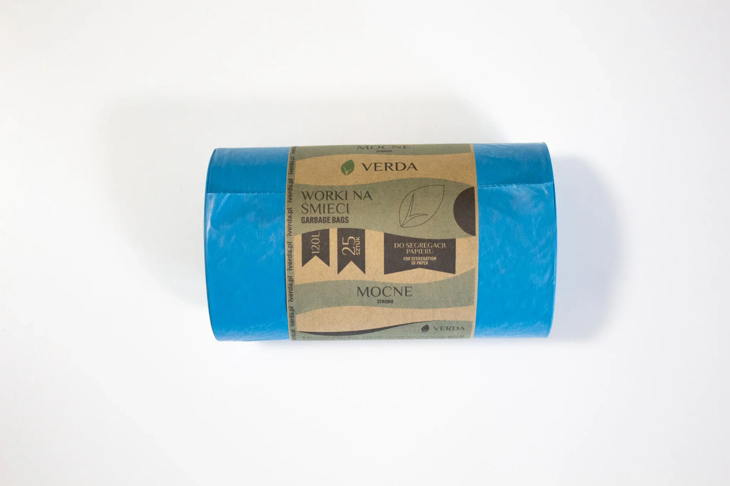 Niebieskie worki na śmieci Verda 120L do segregacji papieru, mocne 25 sztuk