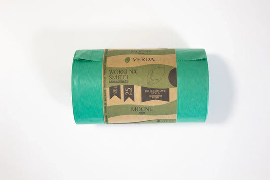 Zielony rulon worków na śmieci Verda do segregacji szkła 120 l, 25 sztuk, mocne worki