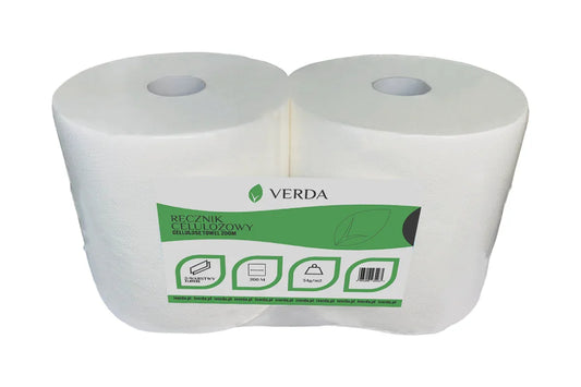 Podwójny rolka ręcznika celulozowego VERDA 200 m, 2-warstwowy, biały